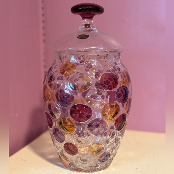 Mid Century Nemo Borske Sklo Czech * Optical Dot Glass Ball Vase Bohemia Crystal - Picture 3 of 11